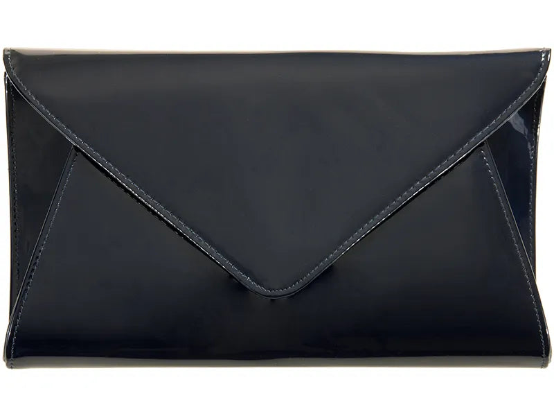 Navy Glossy Patent Large Clutch Bag