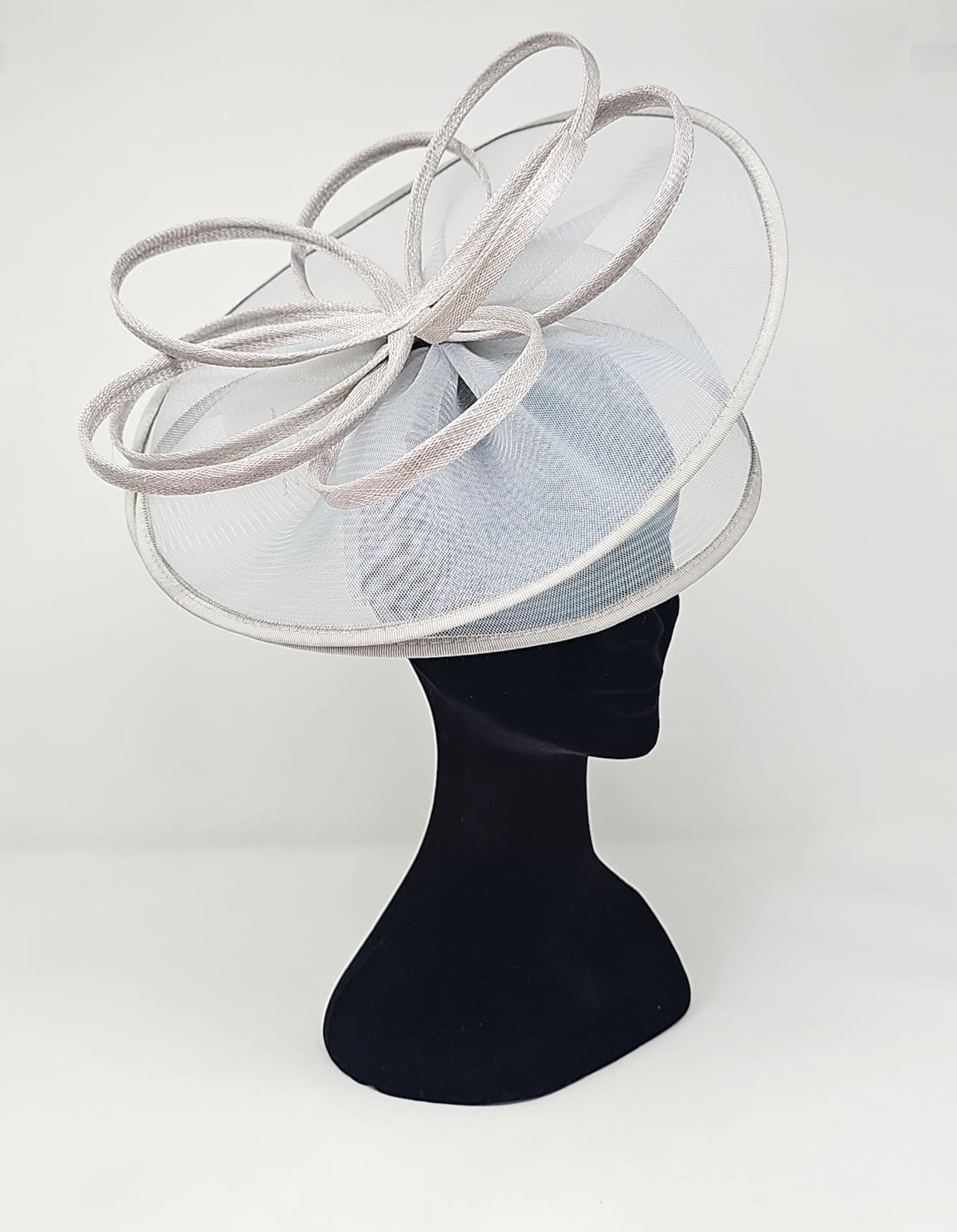 Pearl Grey Looped Halo Disc Fascinator