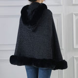 Black Glitter Hooded Cape Wrap