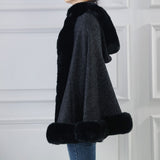 Black Glitter Hooded Cape Wrap