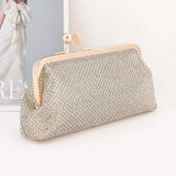 Gold Rhinestone Envelope Clutch Bag