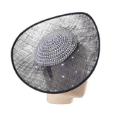 Navy Pearl Embellished Disc Fascinator