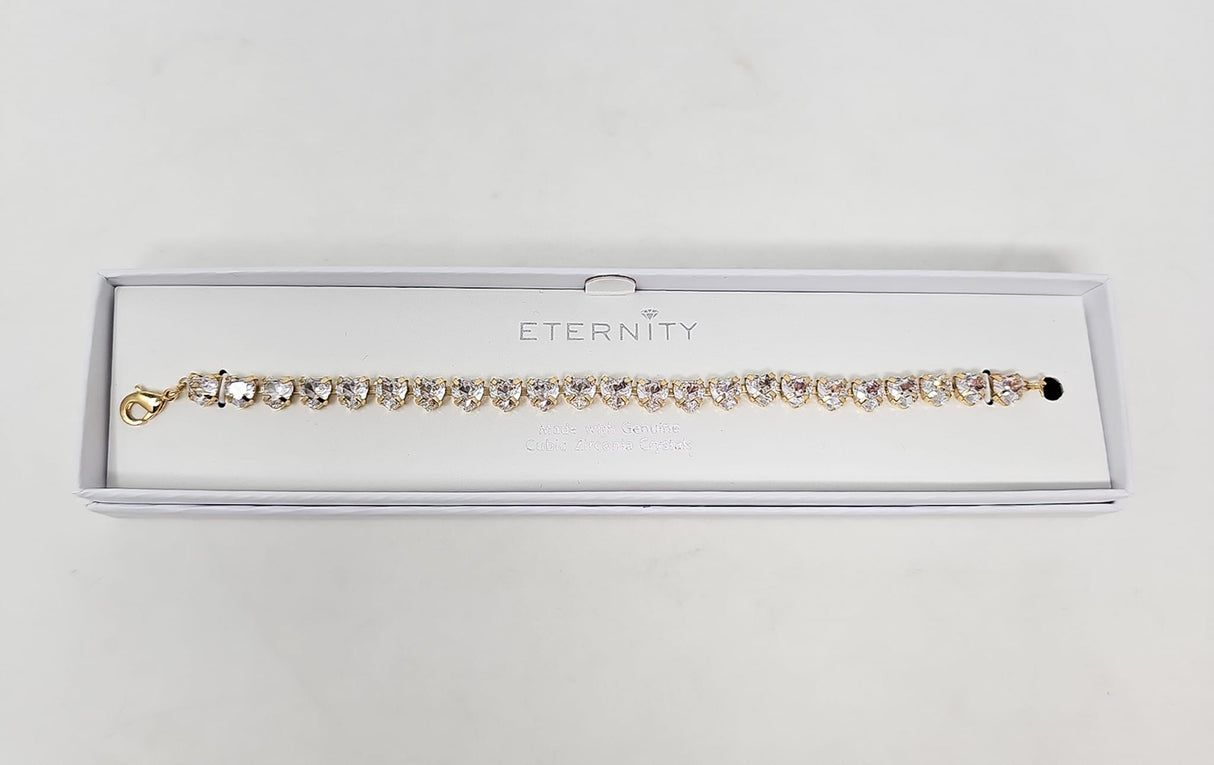 Eternity Cubic Zirconia Gold Heart Bracelet