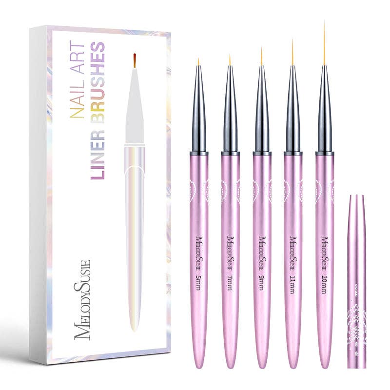 MelodySusie Nail Art Liner Brushes 5Pcs - Rose Gold