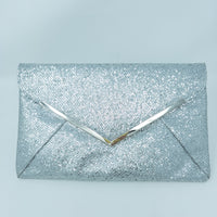Silver Glitter Envelope Style Clutch Bag