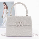 Silver Crystal Rhinestone Adorned Handbag
