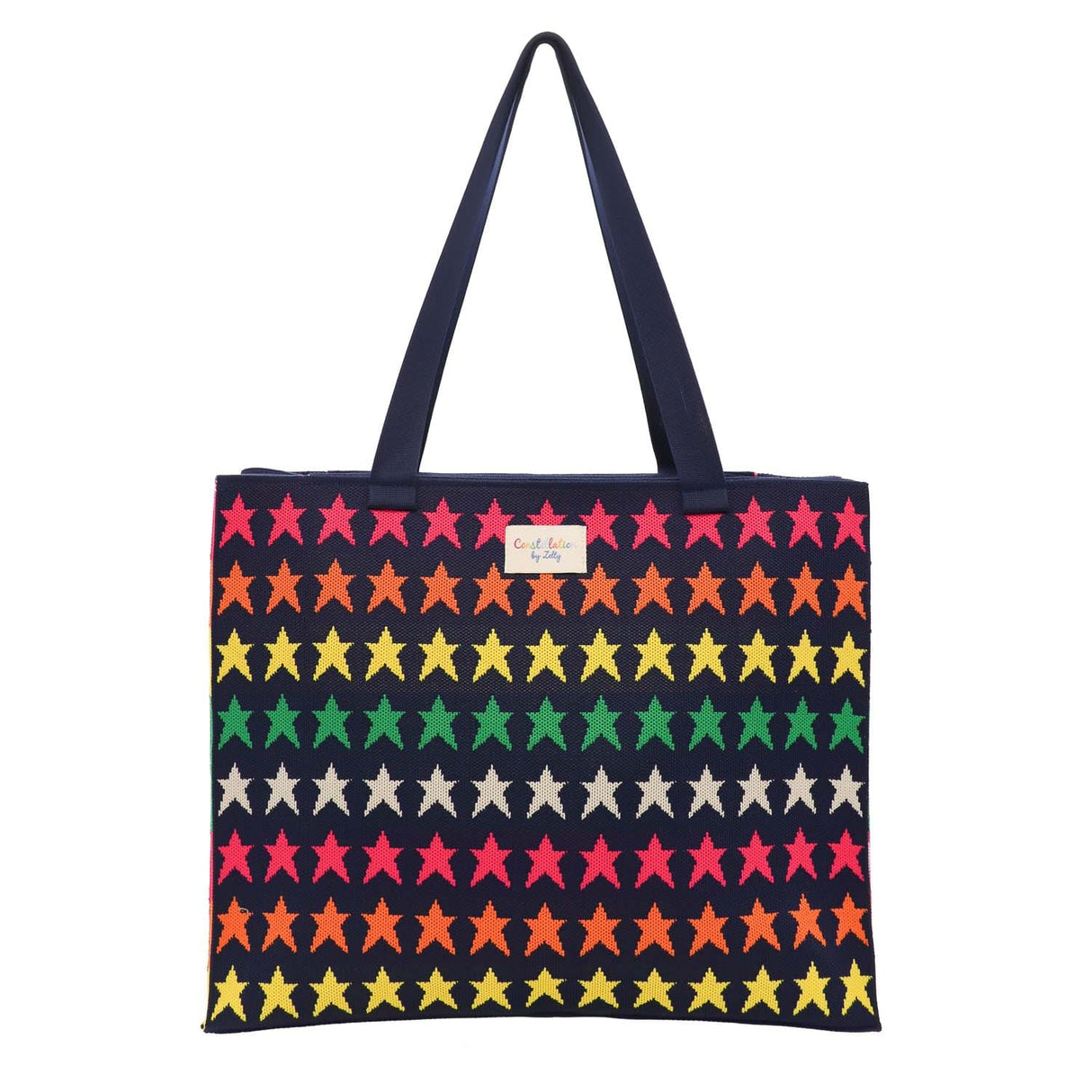 Zelly Woven Navy Stars Large Shopper Bag