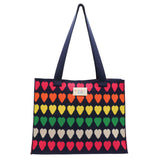 Zelly Woven Navy Hearts Large Shopper Bag