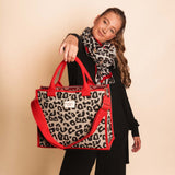 Zelly Woven Red Animal Medium Tote Bag