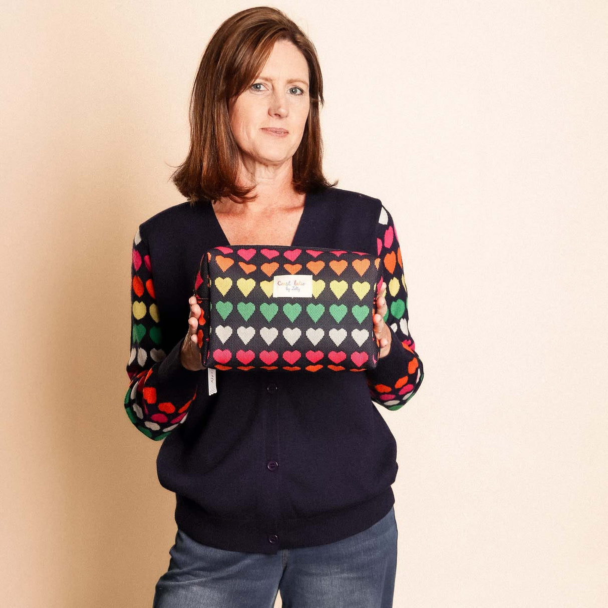 Zelly Woven Hearts Cosmetics Wash Bag