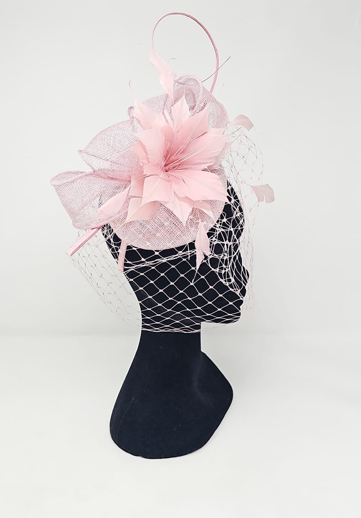 Metallic Rose Veil Net Looped Hairband Fascinator