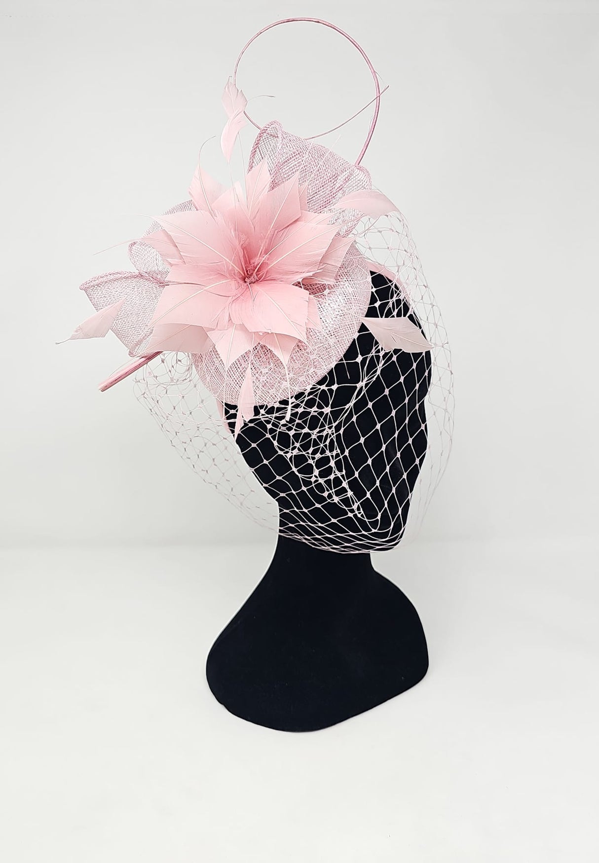 Metallic Rose Veil Net Looped Hairband Fascinator