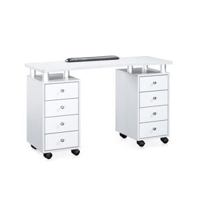 Sibel Beauty/Nail Table with 2x4 drawers (White)