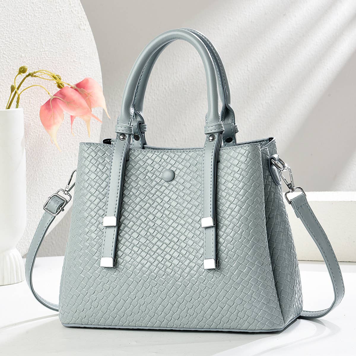 Baby Blue Woven Tote Bag