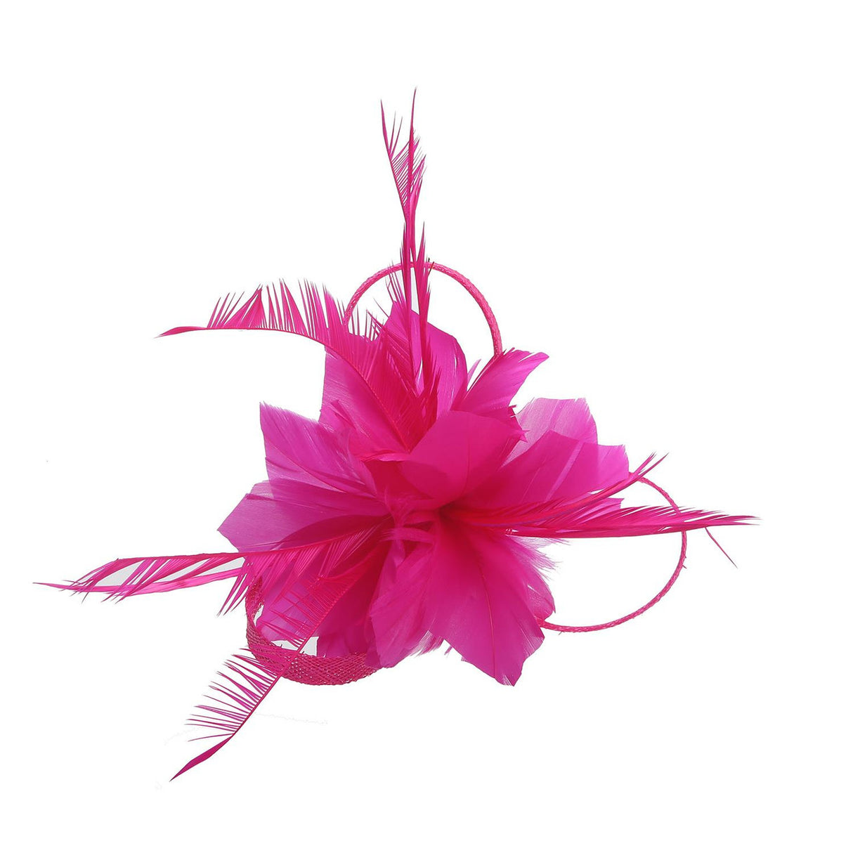 Fuchsia Pink Feather Looped Slide Hair Clip