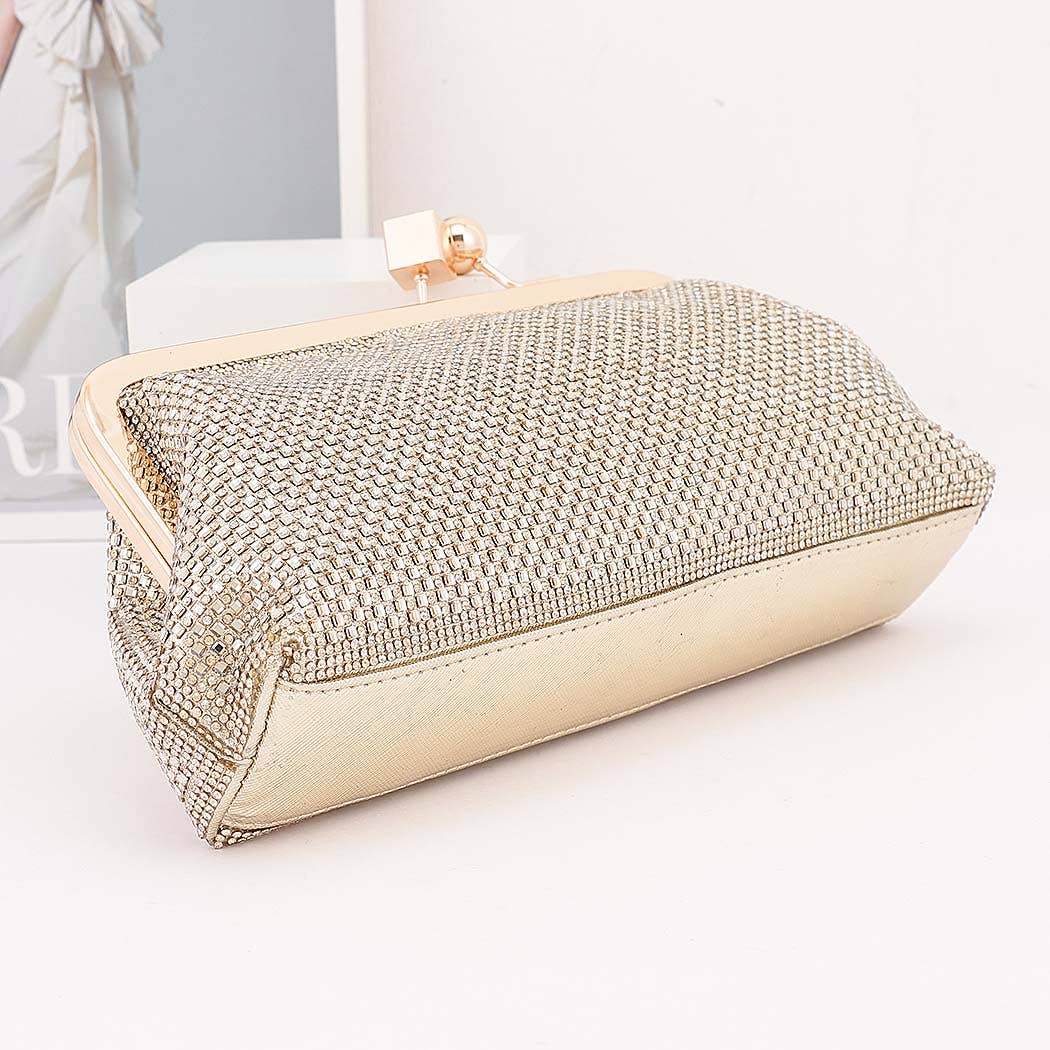 Silver Rhinestone Envelope Clutch Bag