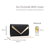 Sparkling Gold Glitter V Evening Clutch Bag