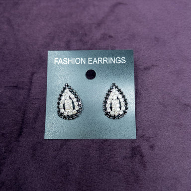 Black Diamante Silver Crystal Pearl Drop Earrings