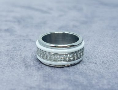 White Diamante Crystal Spinning Ring