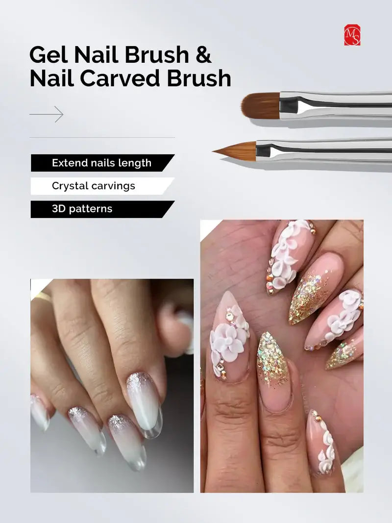 MelodySusie Nail Art Brushes Set 6pcs - Black