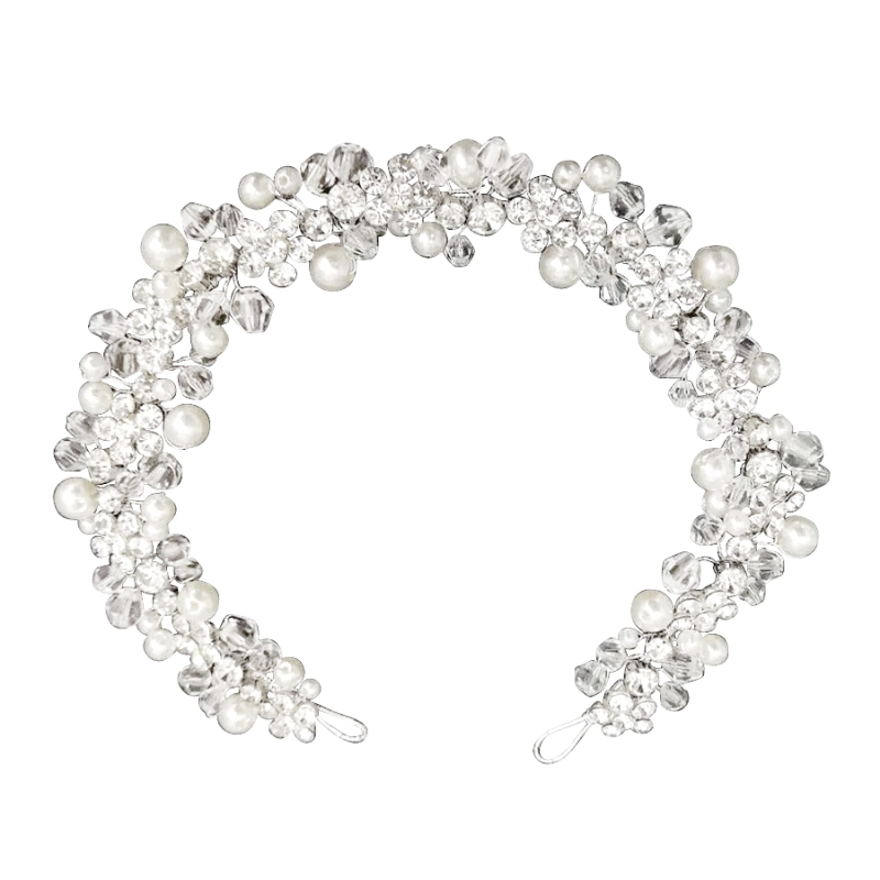 Athena Collection Clear Crystal & Pearl Headband