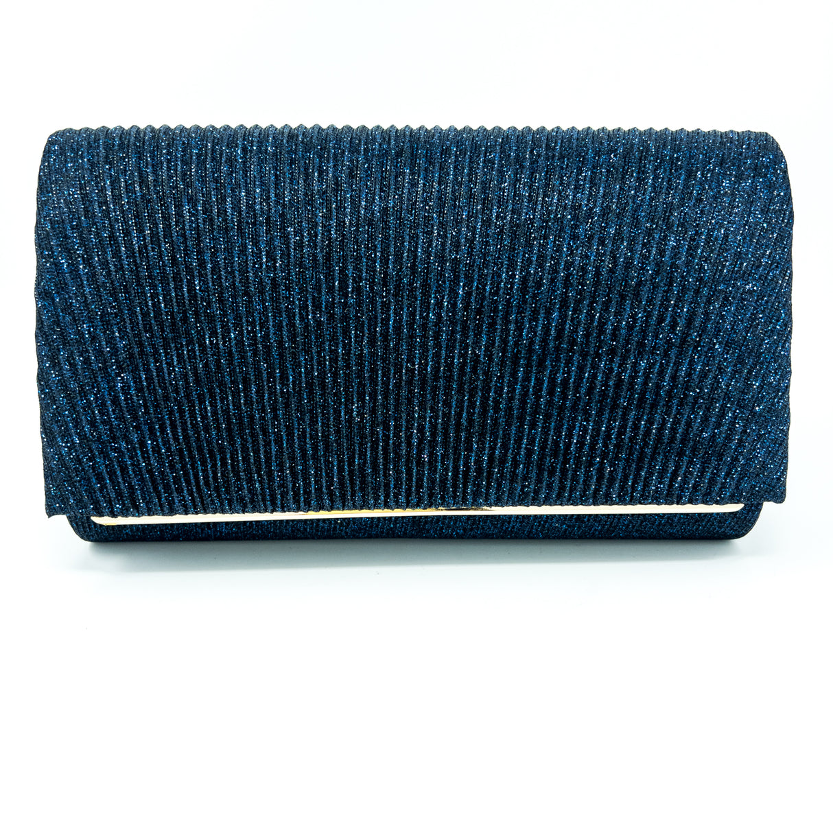 Navy Glitter Gold Trimmed Clutch Bag