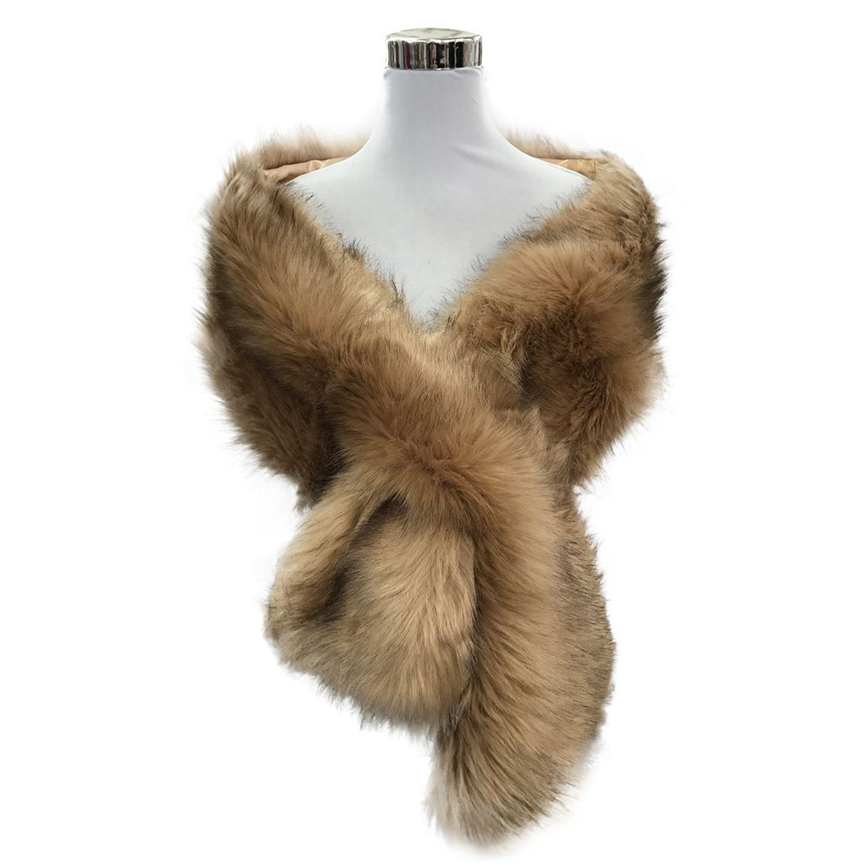 Caramel Beige Large Faux Fur Stole