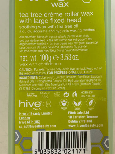 Hive Wax Tea Tree Crème Roller Wax 100g With Large Fixed Head