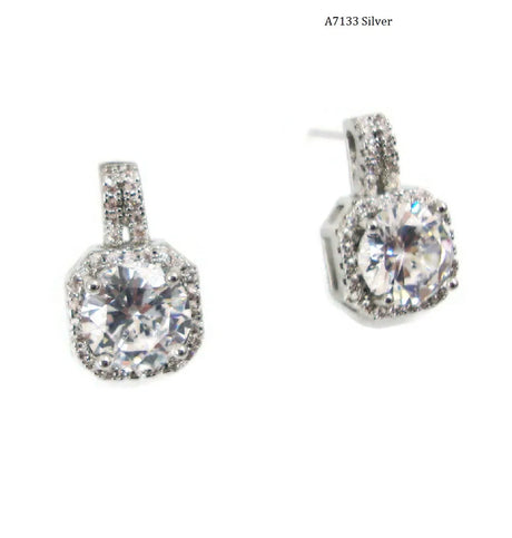 Silver Cubic Zirconia Crystal Drop Earrings