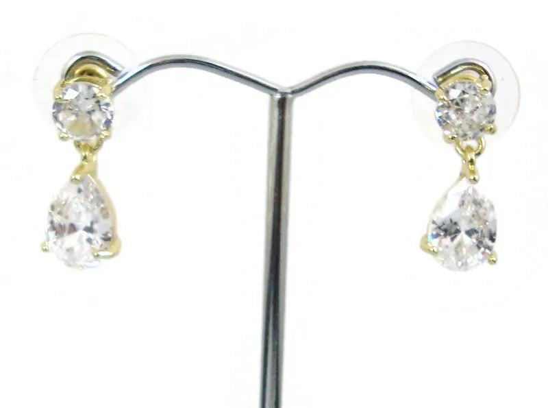 Golden Pear Drop Crystal Diamante Earrings