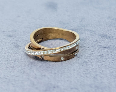 Rose Gold Crossover Diamante Ring