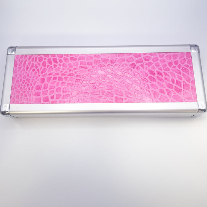 Pink Croc Silver Hardshell Scissor Case