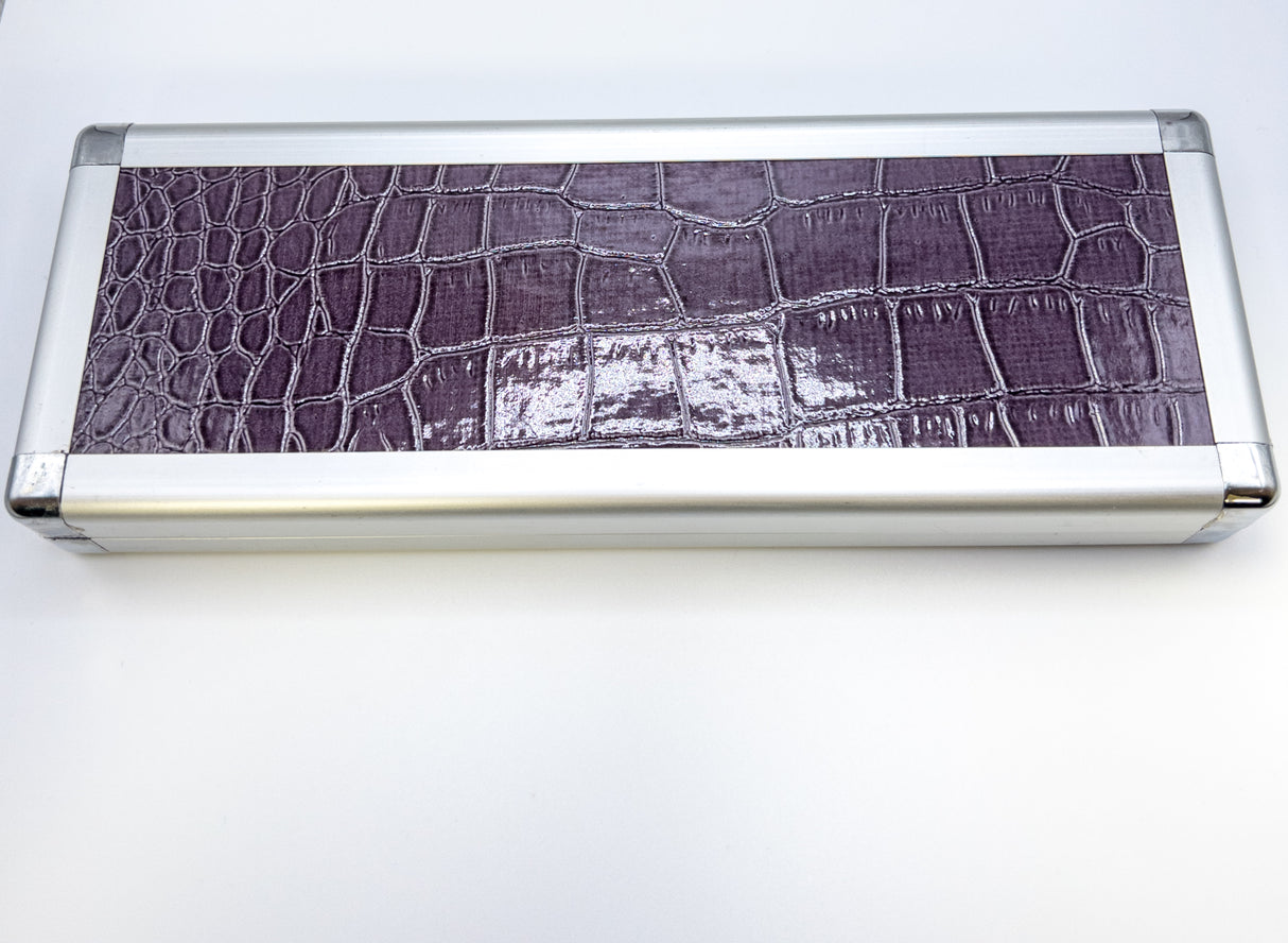 Dark Grape Croc Silver Hardshell Scissor Case