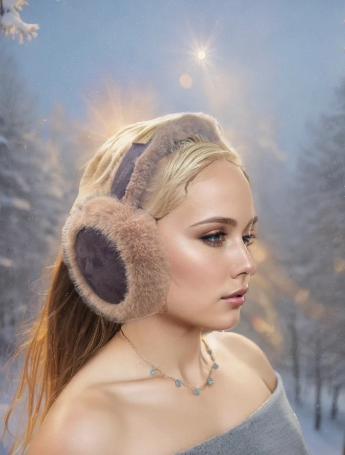 Chocolate Brown Faux Fur Foldable Adult Earmuffs