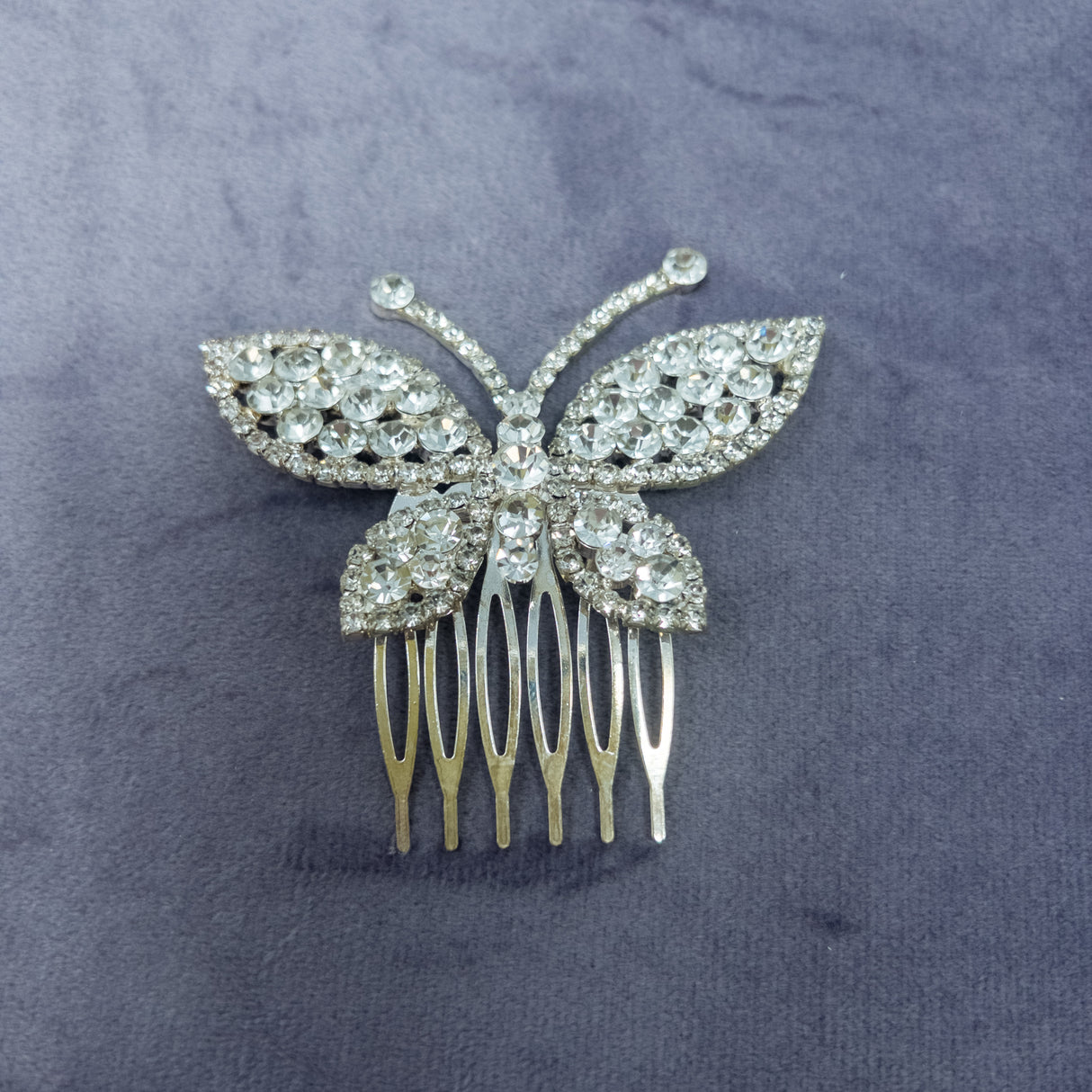 Butterfly Silver Clear Bridal Crystal Hair Comb