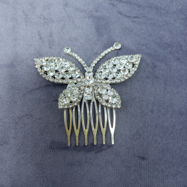 Butterfly Silver Clear Bridal Crystal Hair Comb