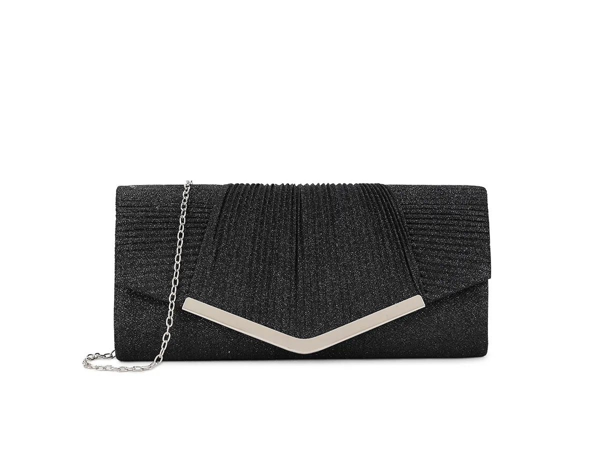 Black Glitter Shimmer Clutch Bag