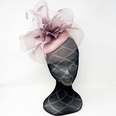 Rose Pink Feather & Net Halo Fascinator
