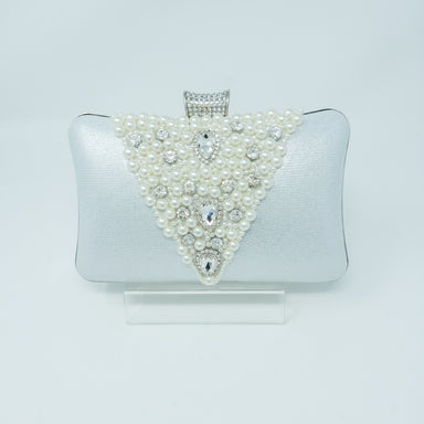 Silver & Pearl Trimmed Clutch Bag