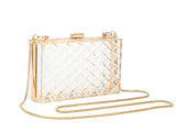 Clear See Through Gold Trim Box Clutch Bag