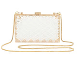 Clear See Through Gold Trim Box Clutch Bag