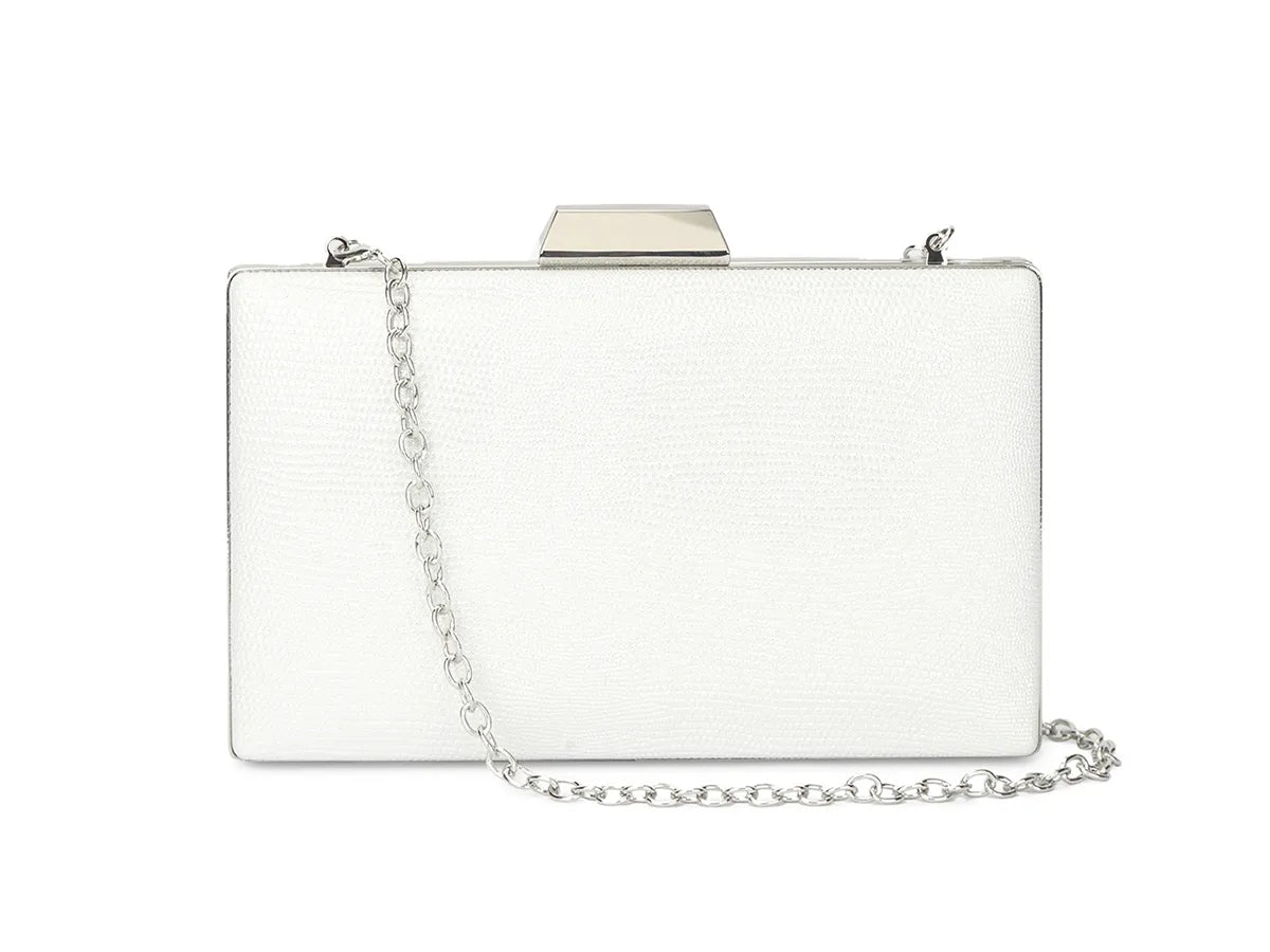 Silver Shimmer Box Clutch Bag