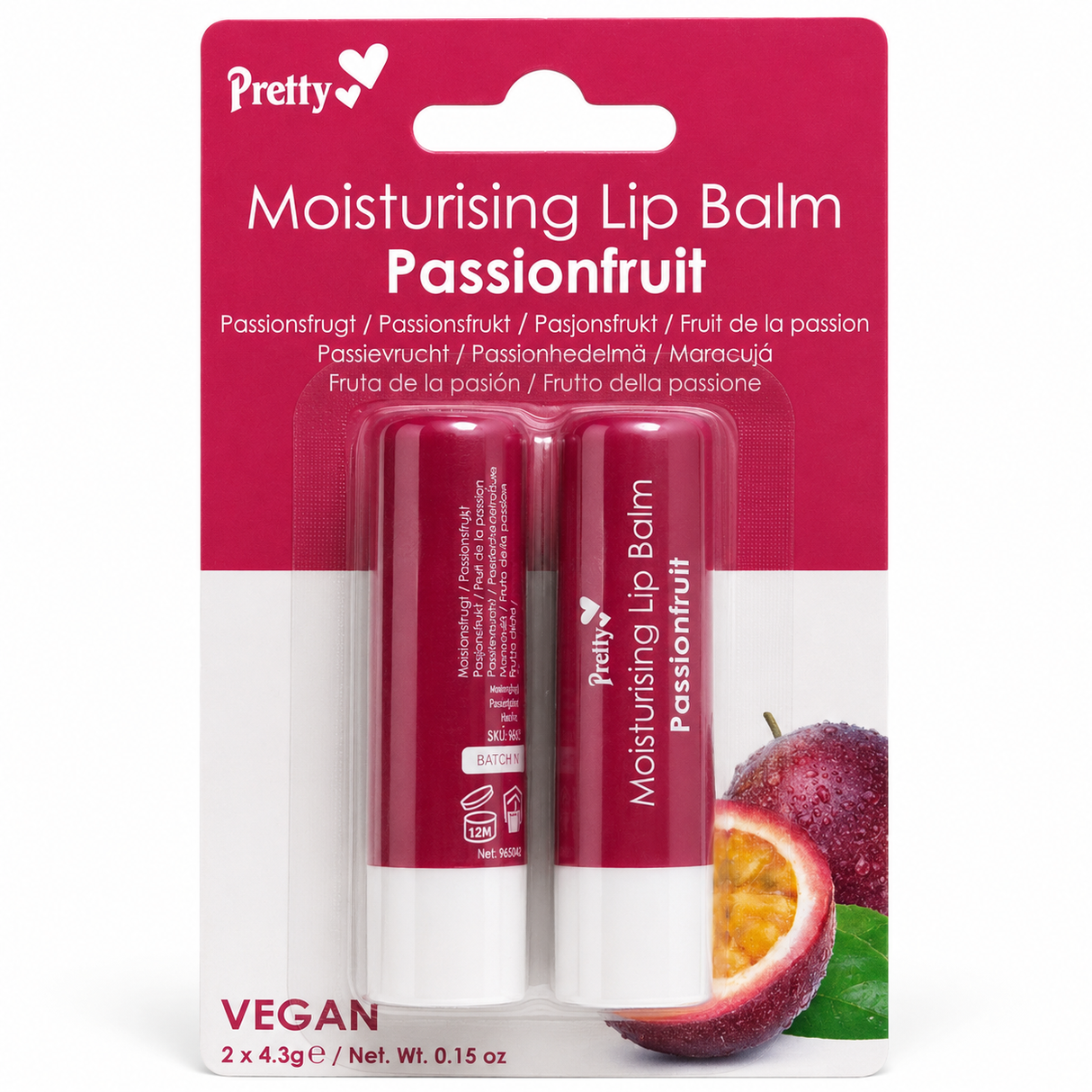 Pretty Moisturising Lip Balm Passionfruit 2 Pack