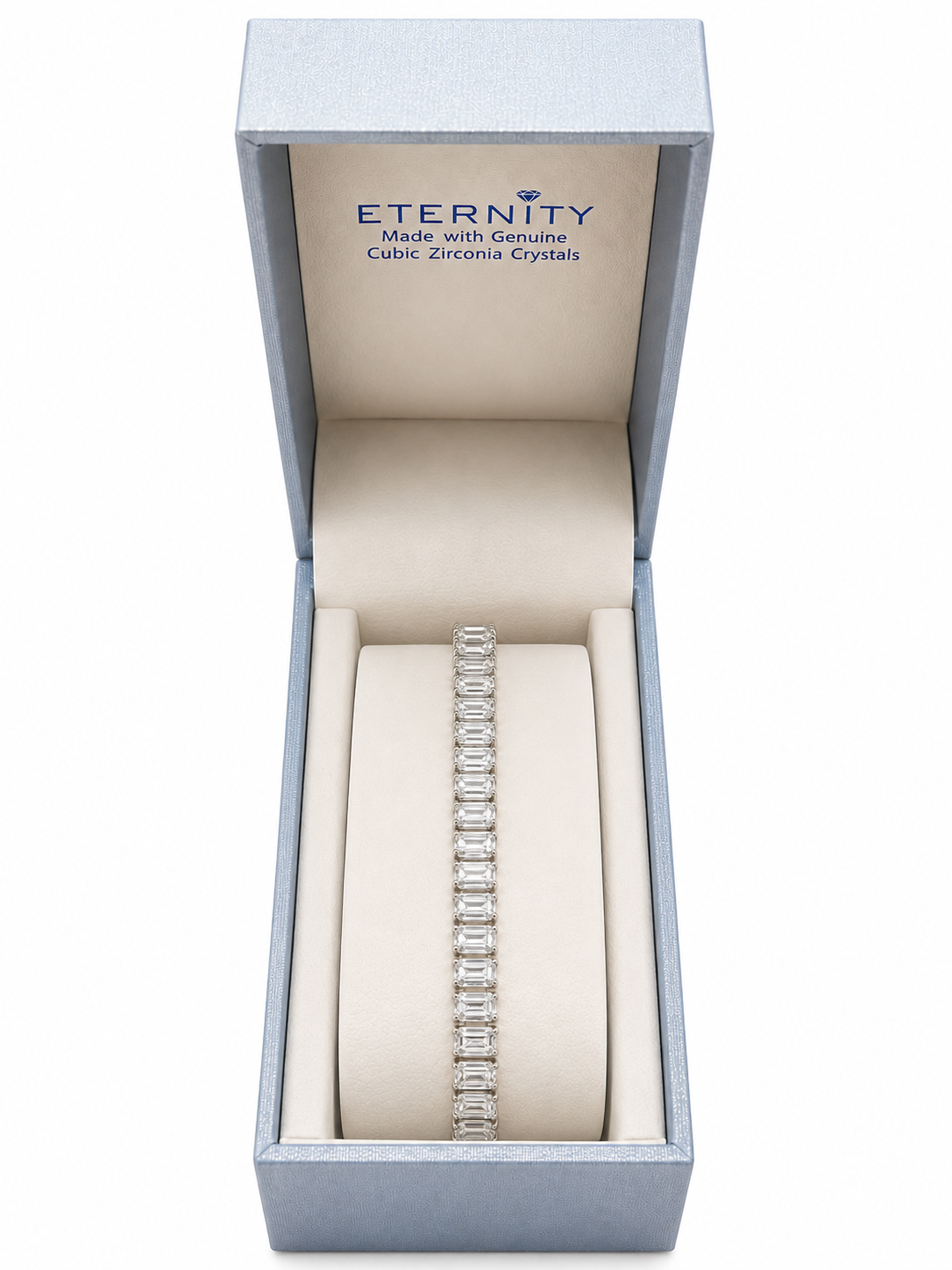 Eternity Cubic Zirconia Silver Plated Rectangle Gem Bracelet