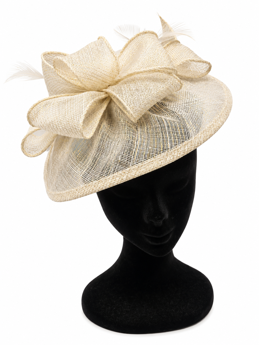 White Gold Looped Round Disc Fascinator