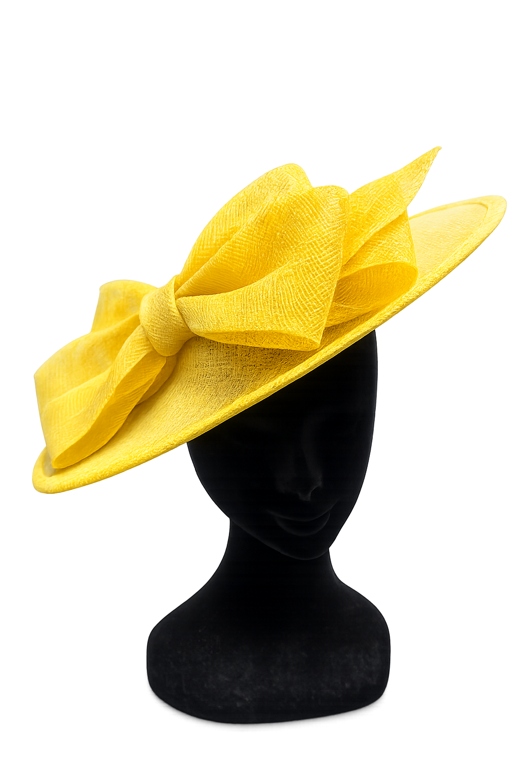 Mimosa Yellow Bow Adorned Large Disc Fascinator