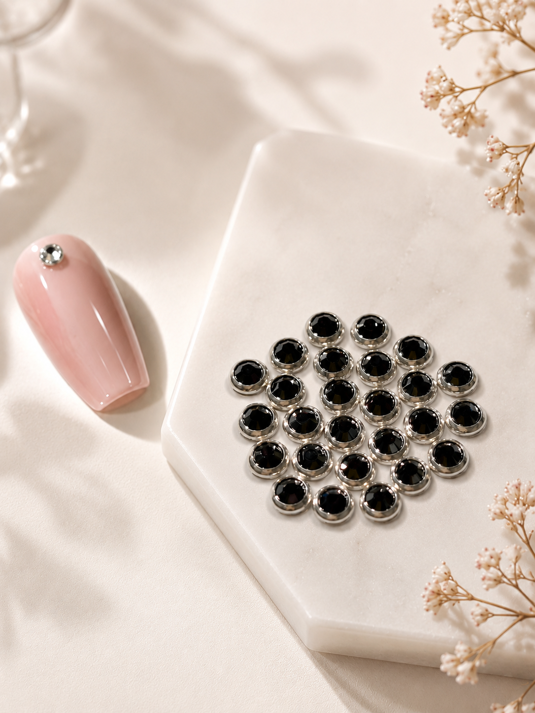 Swarovski Nail Art Round Jet Hematite Crystals 24pcs