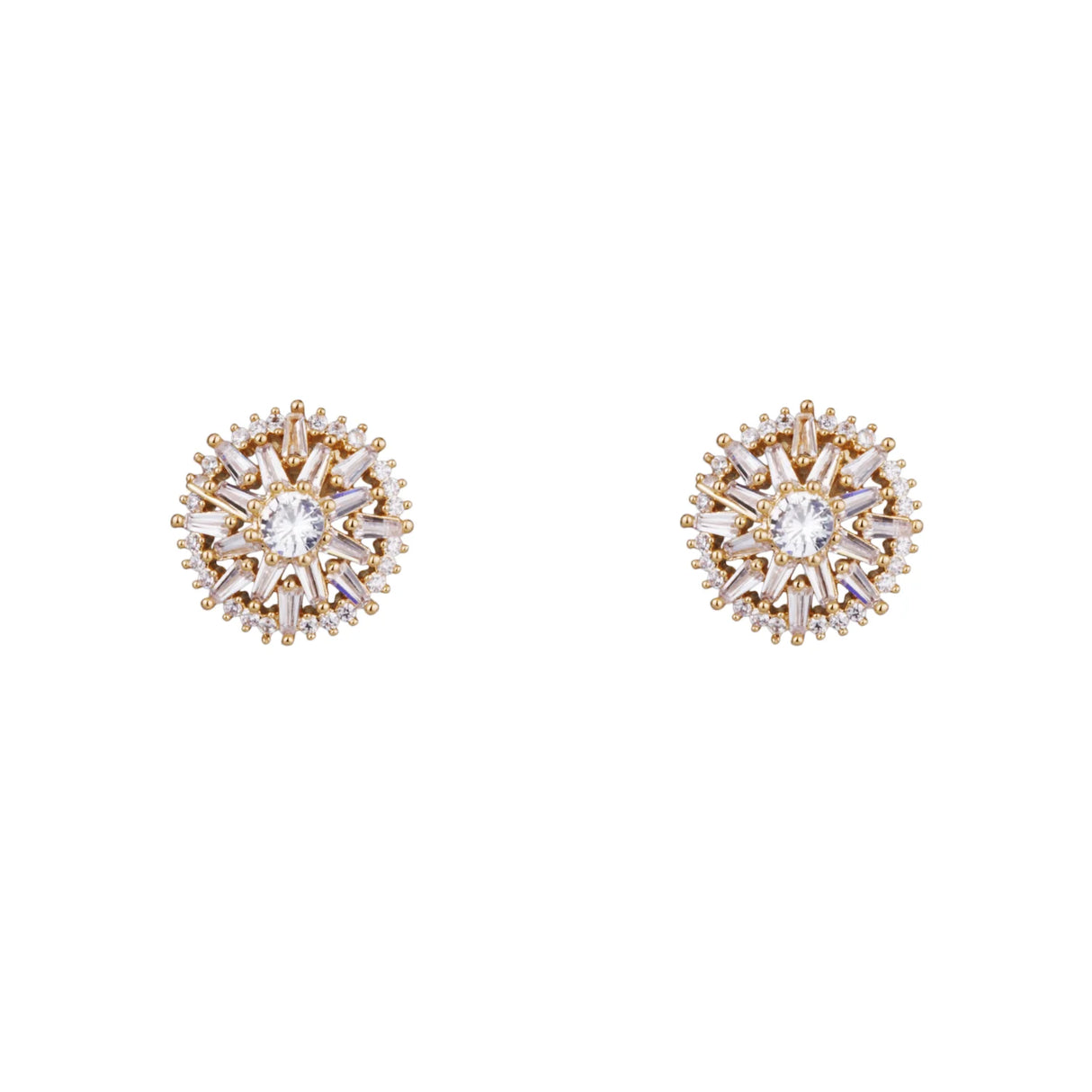 D& X London Gold Diamante Stud Earrings