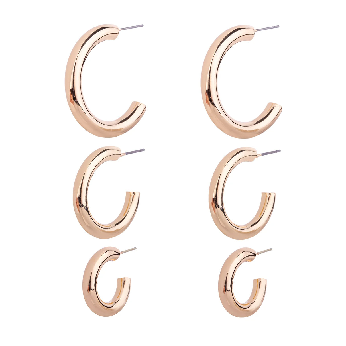 D& X London Alesha Gold 3 Pack Hoop Earrings