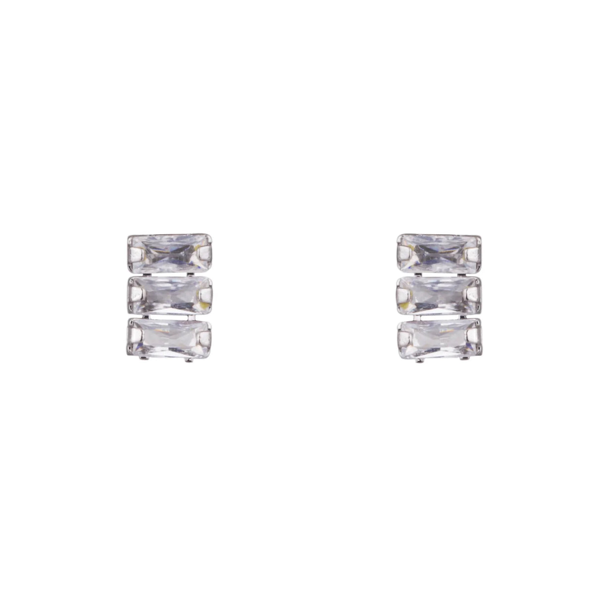 D& X London Elizabeth Silver Cubic Zirconia Stud Earrings